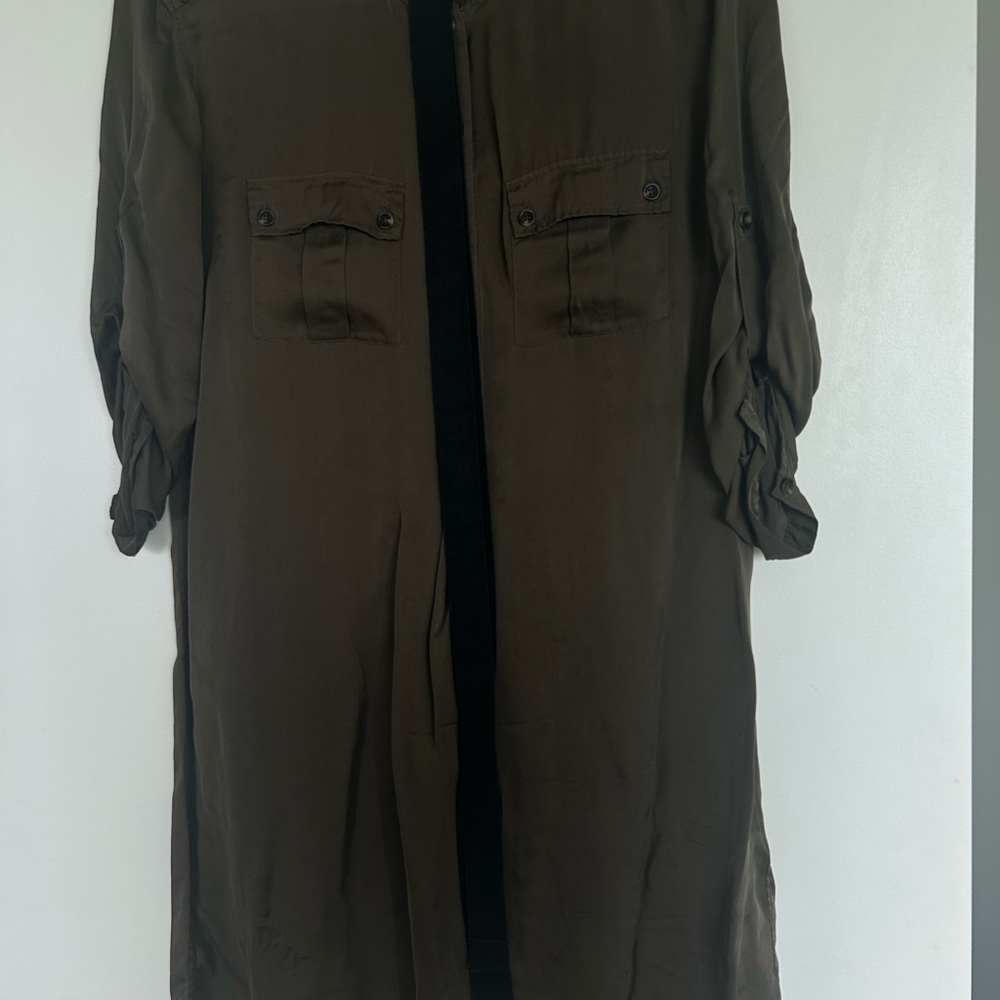 Massimo Dutti Khaki Shirt silk Dress